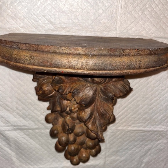 Gold gilt Mediterranean vine grape Wall shelf / sconce  composite 10 3/4" - Picture 6 of 11